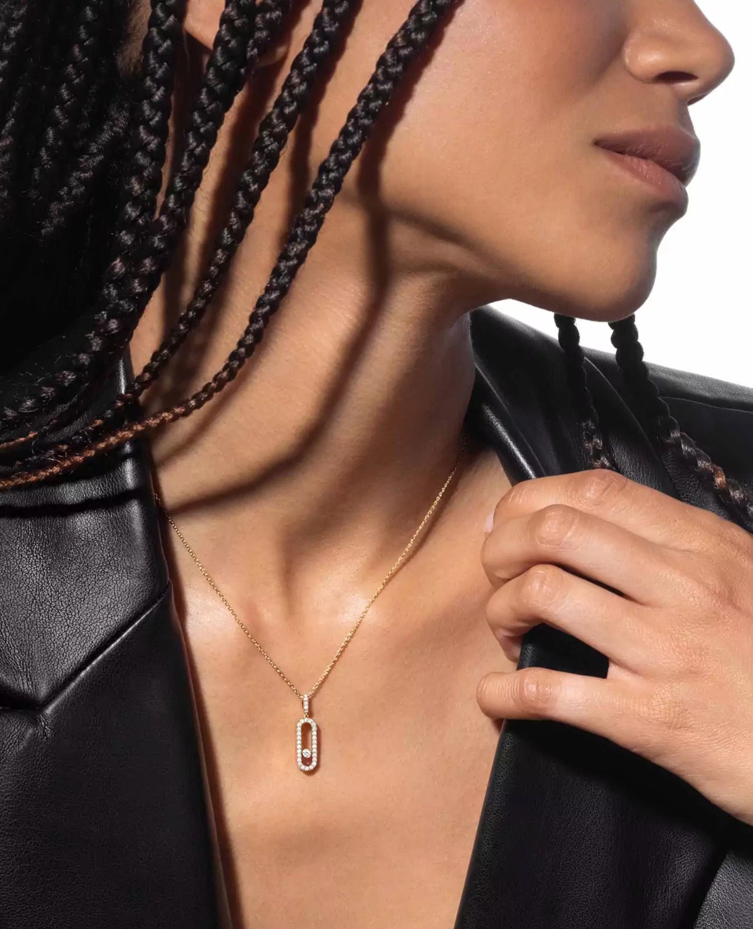 Messika Move Uno Pavé LM Necklace Yellow Gold