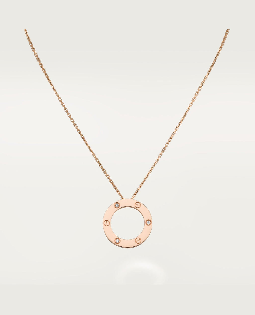 Cartier Love Rose Gold Necklace, 3 Diamonds, Rose Gold