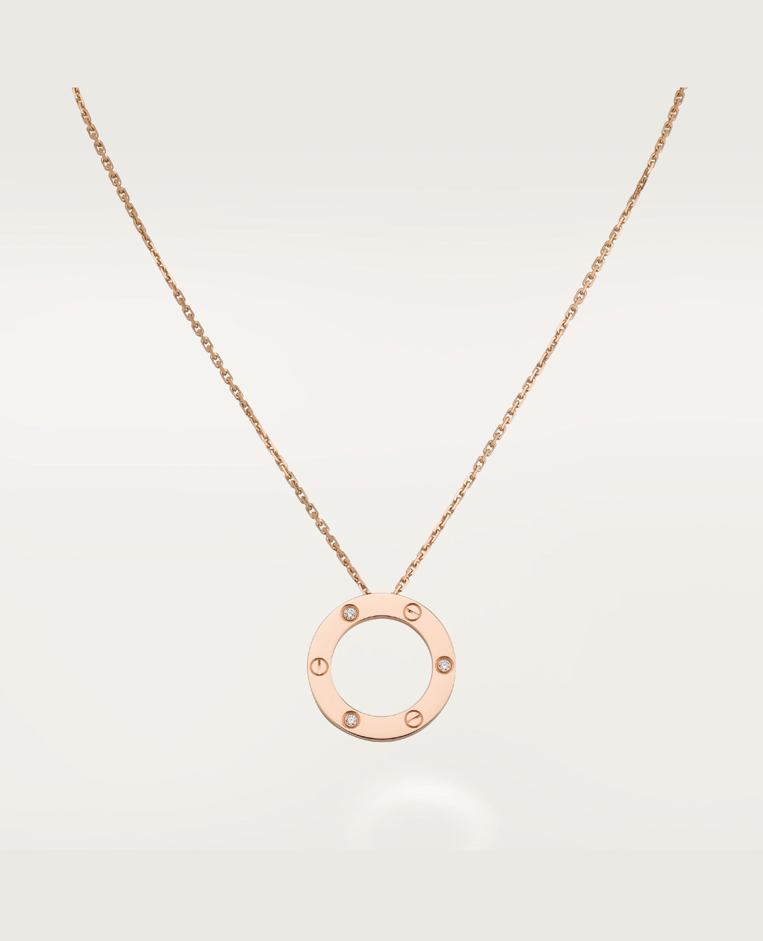 Cartier Love Rose Gold Necklace, 3 Diamonds, Rose Gold