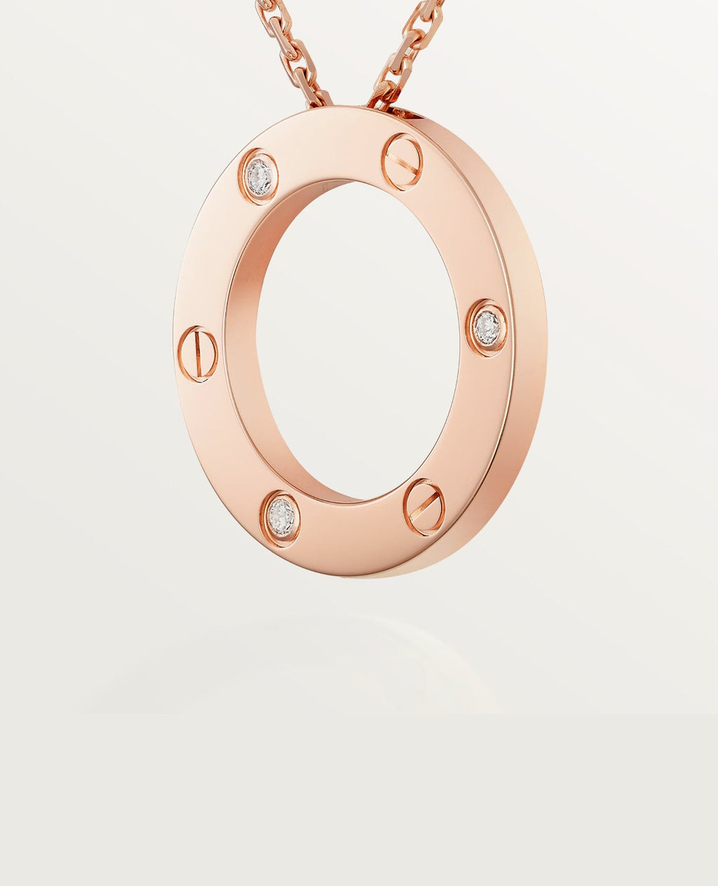 Cartier Love Rose Gold Necklace, 3 Diamonds, Rose Gold
