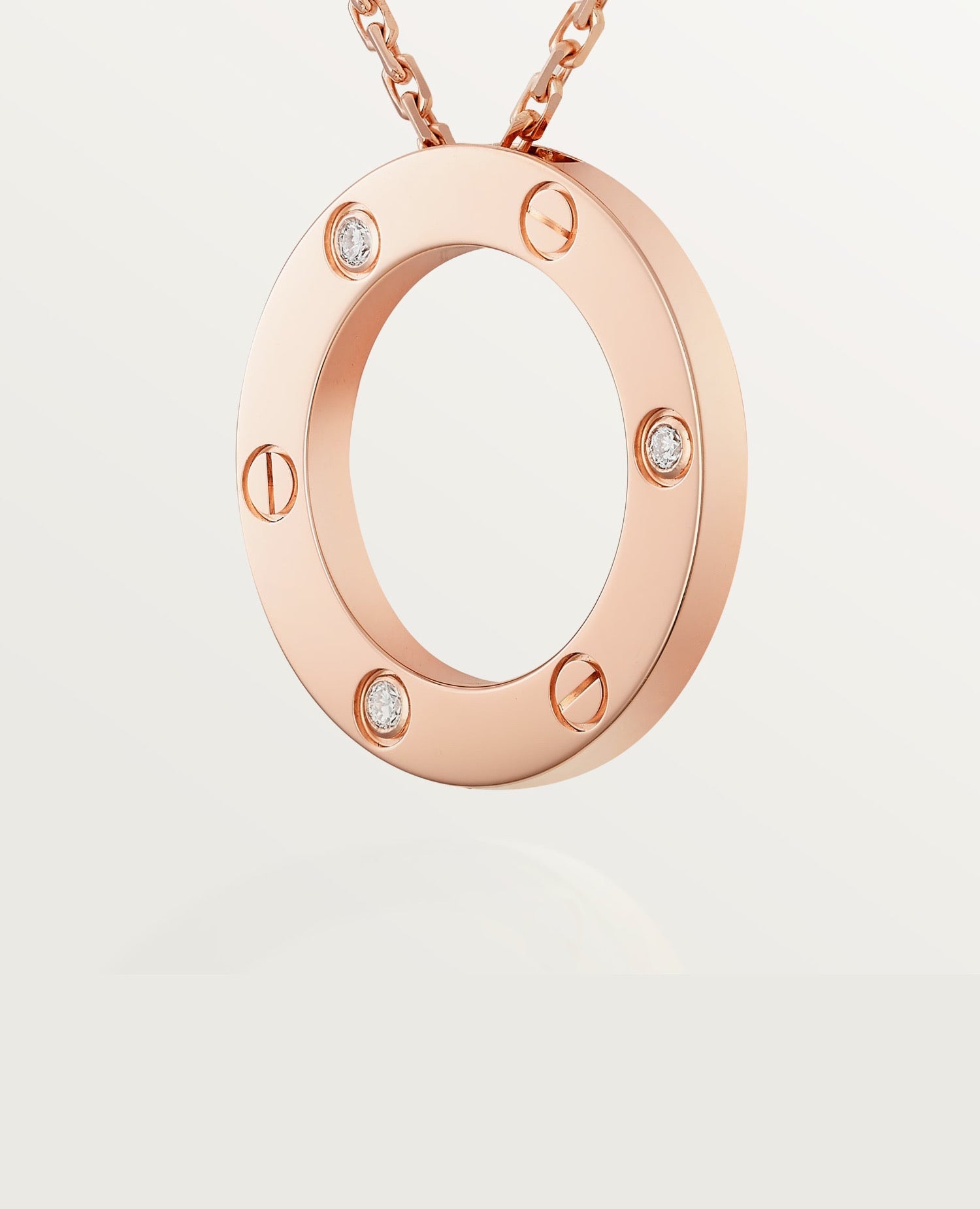Cartier Love Rose Gold Necklace, 3 Diamonds, Rose Gold