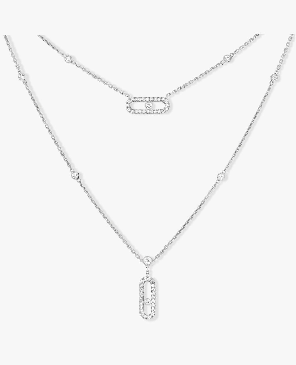 Messika Move Uno 2 Rows Pavé Necklace Silver