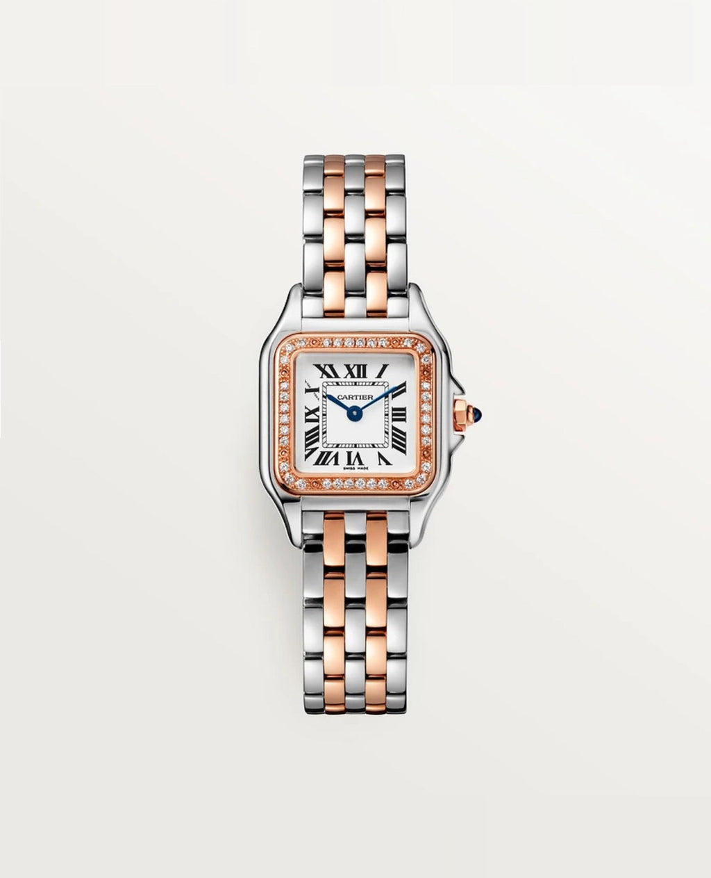 Panthère DE Cartier Watch, Small Model, Diamonds, Rose Gold/Steel