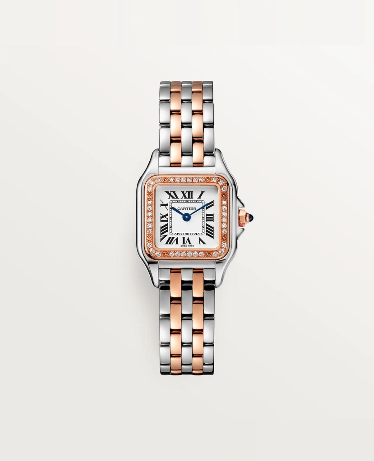 Panthère DE Cartier Watch, Small Model, Diamonds, Rose Gold/Steel