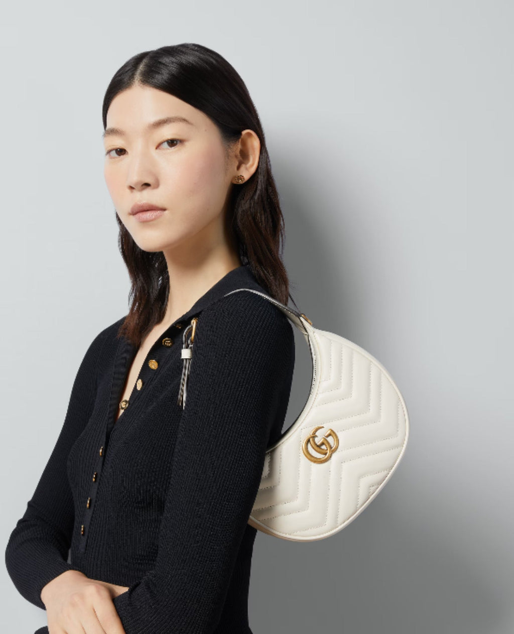 Gucci Half-Moon Sheped Mini Bag White