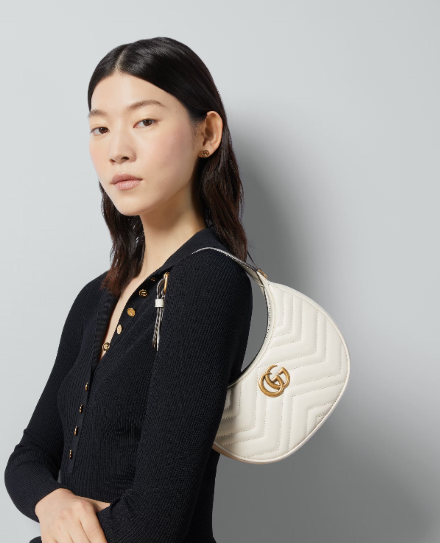 Gucci Half-Moon Sheped Mini Bag White