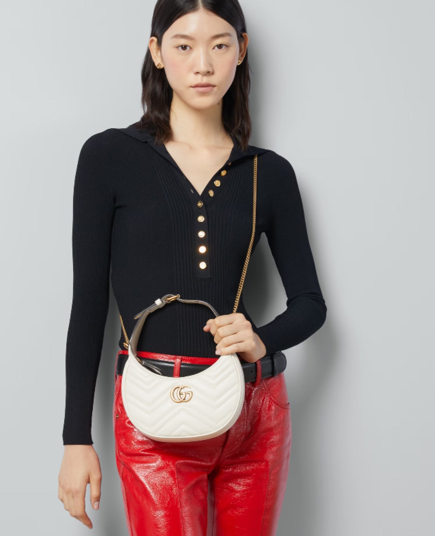 Gucci Half-Moon Sheped Mini Bag White