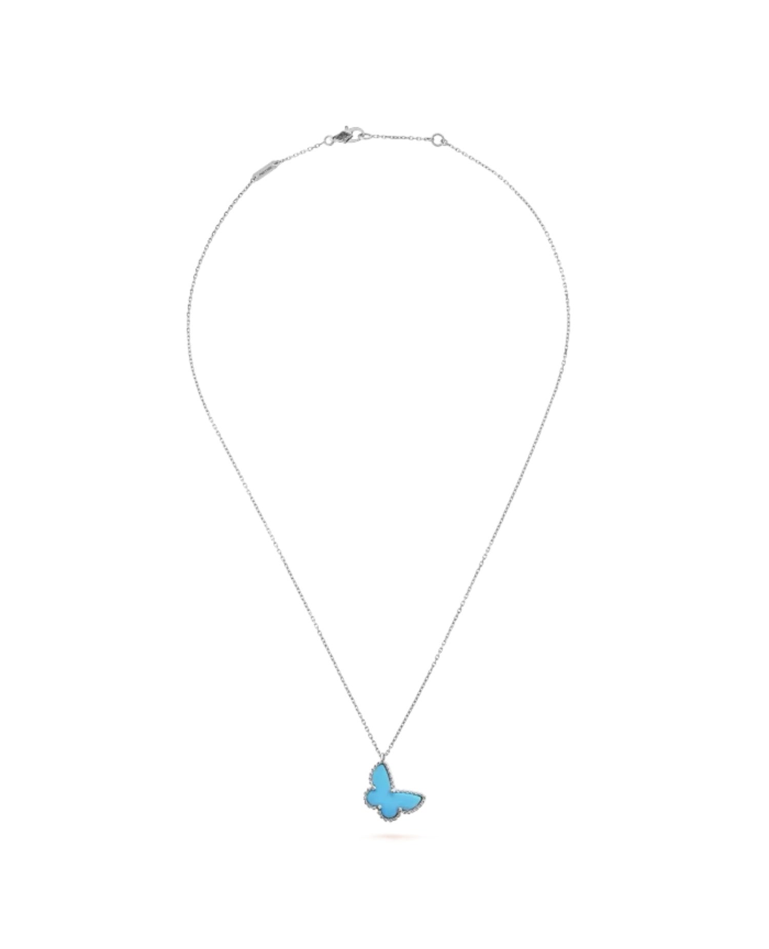 Van Cleef Sweet Butterfly pendant 18K white gold, Turquoise