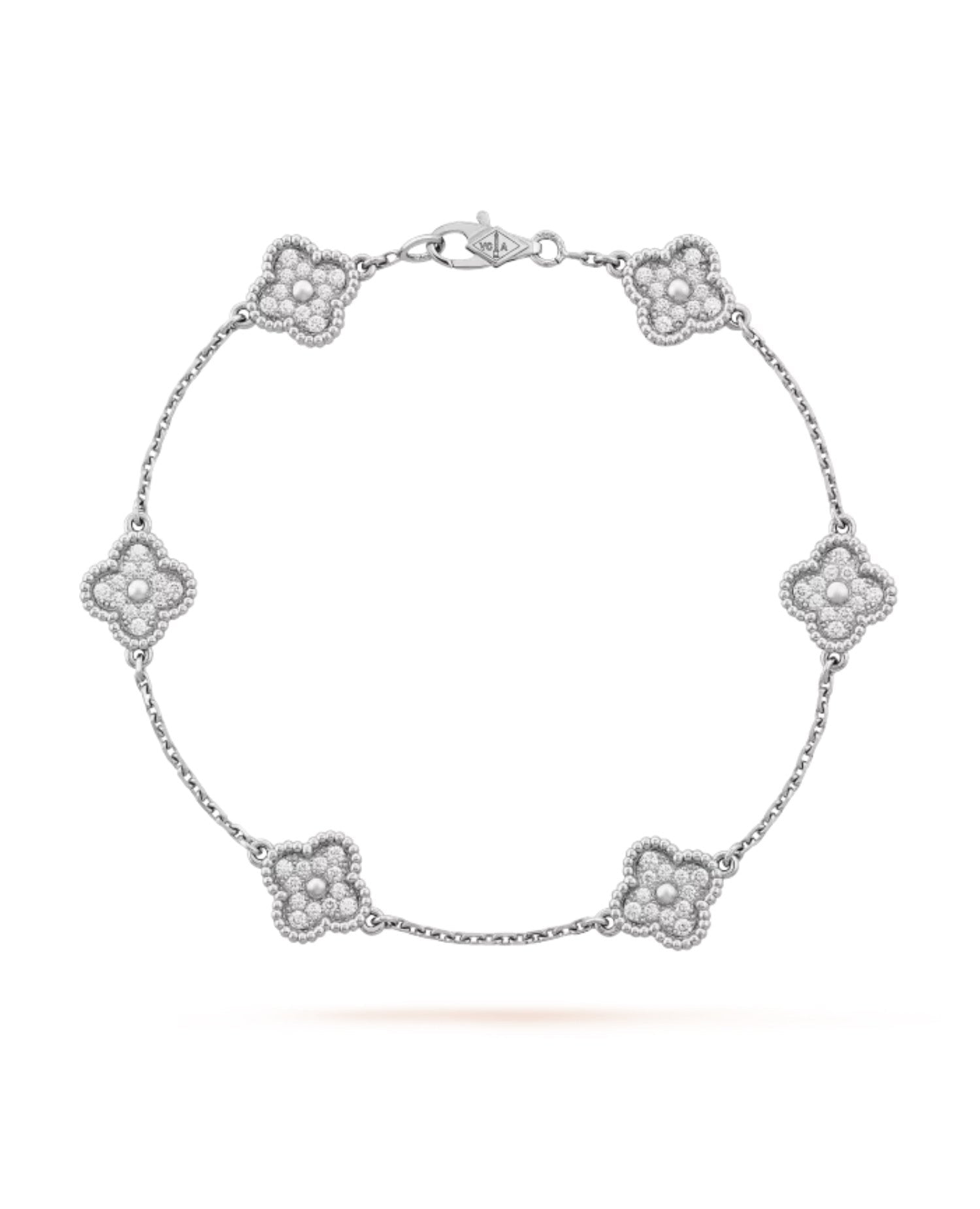 Van Cleef Sweet Alhambra bracelet, 6 motifs, white gold, Diamond