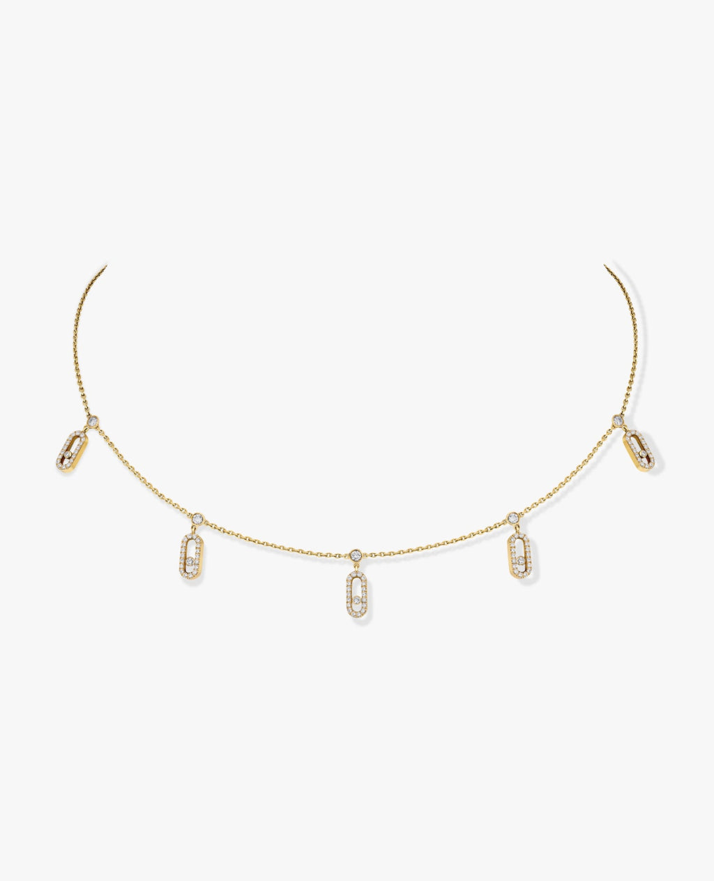 Messika Move Uno Pavé Uno Drop yellow gold Necklace