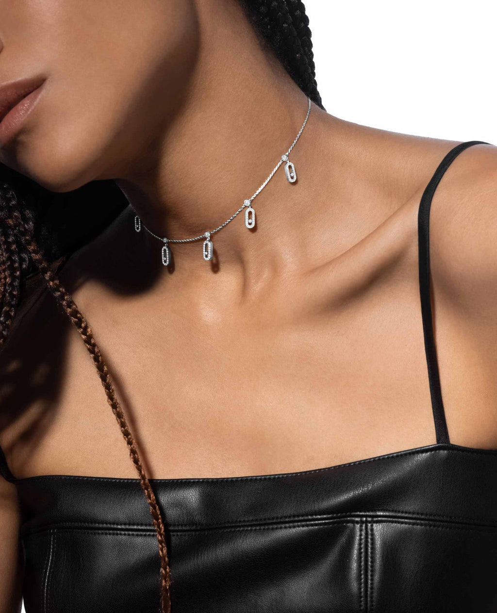 Messika Move Uno Pavé Drop Necklace Silver