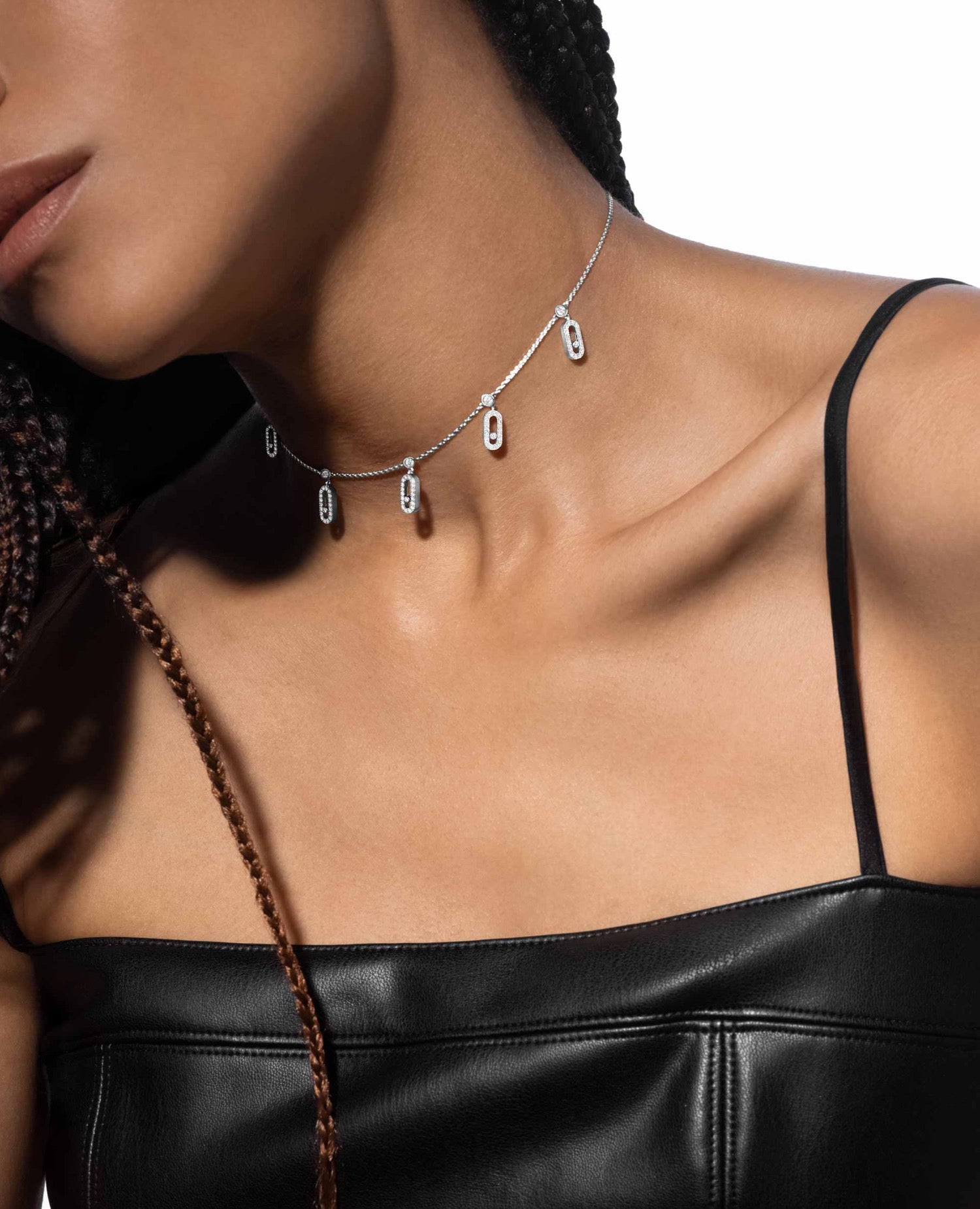 Messika Move Uno Pavé Drop Necklace Silver
