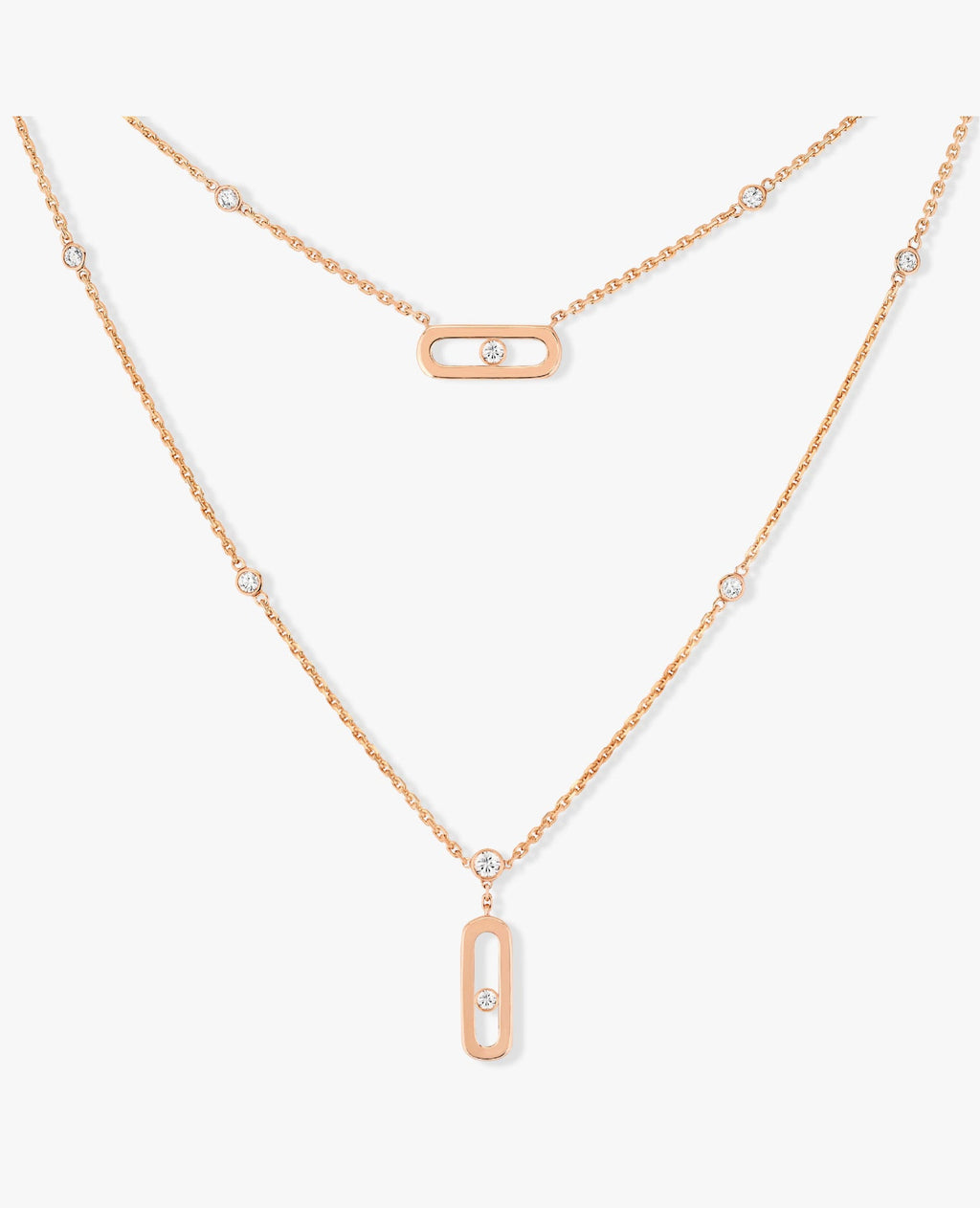 Messika Move Uno 2 Rows Necklace Pink Gold