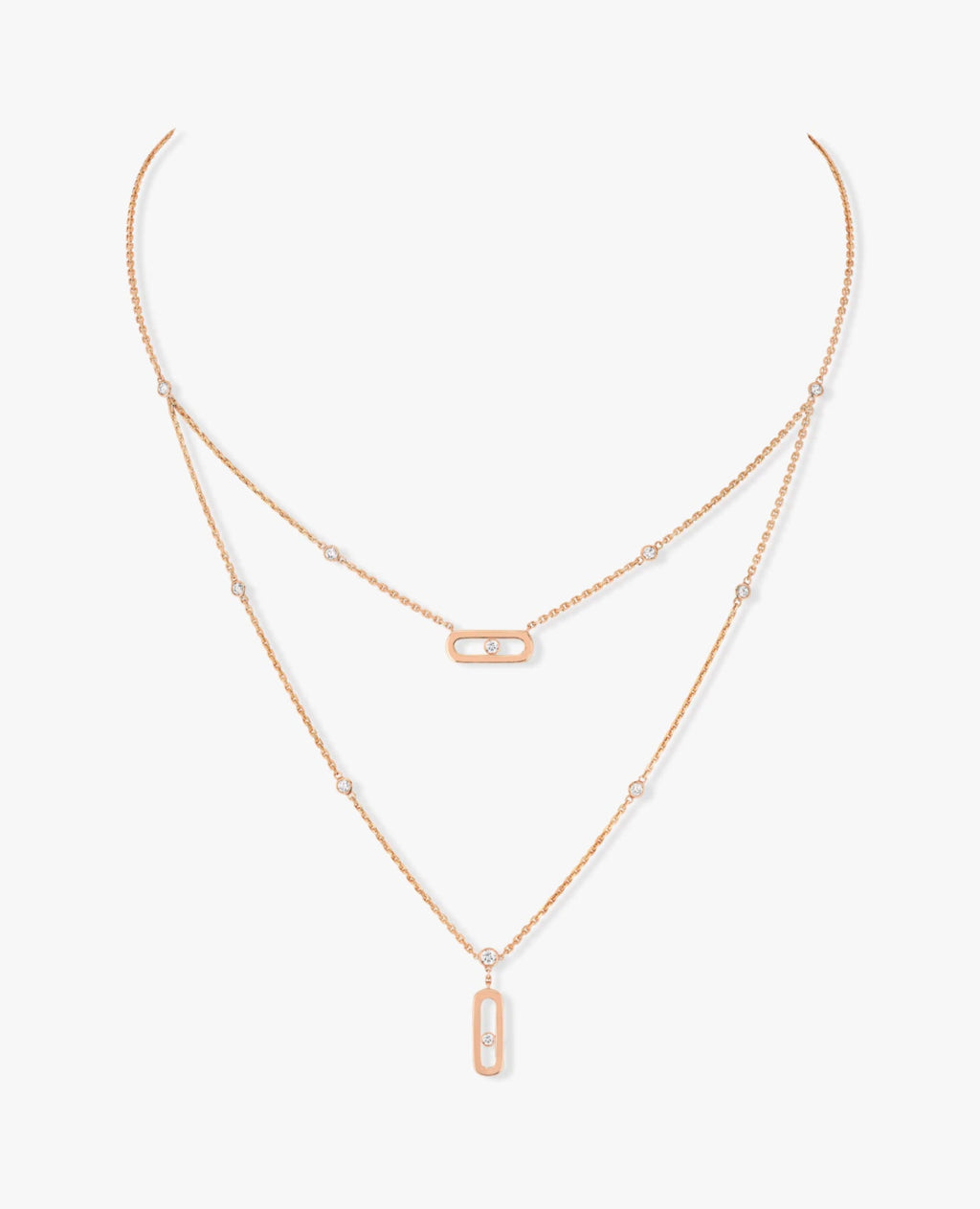Messika Move Uno 2 Rows Necklace Pink Gold