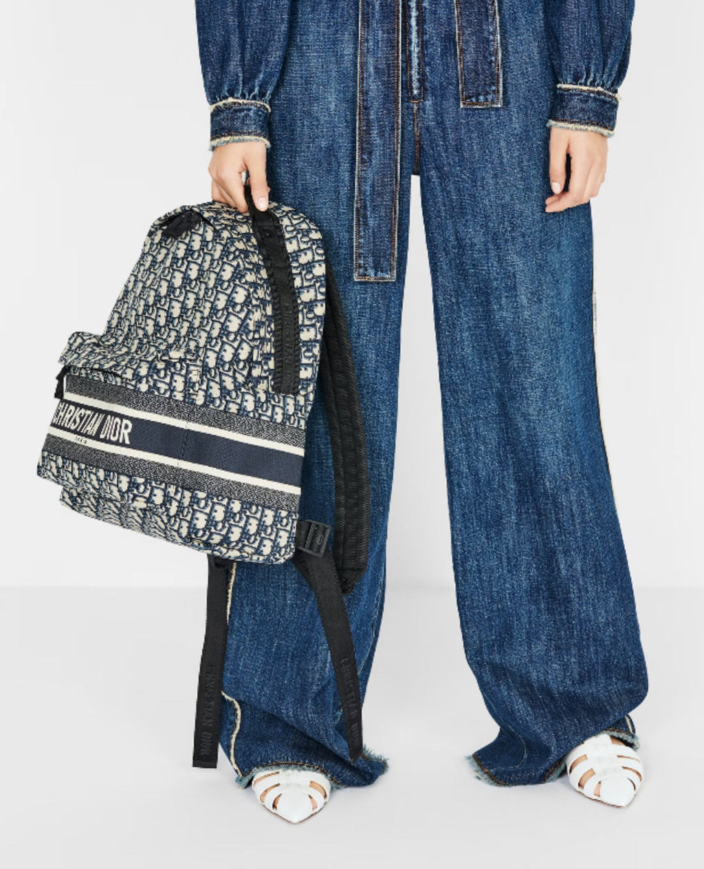 Christian Dior Travel Backpack Blue Jacquard